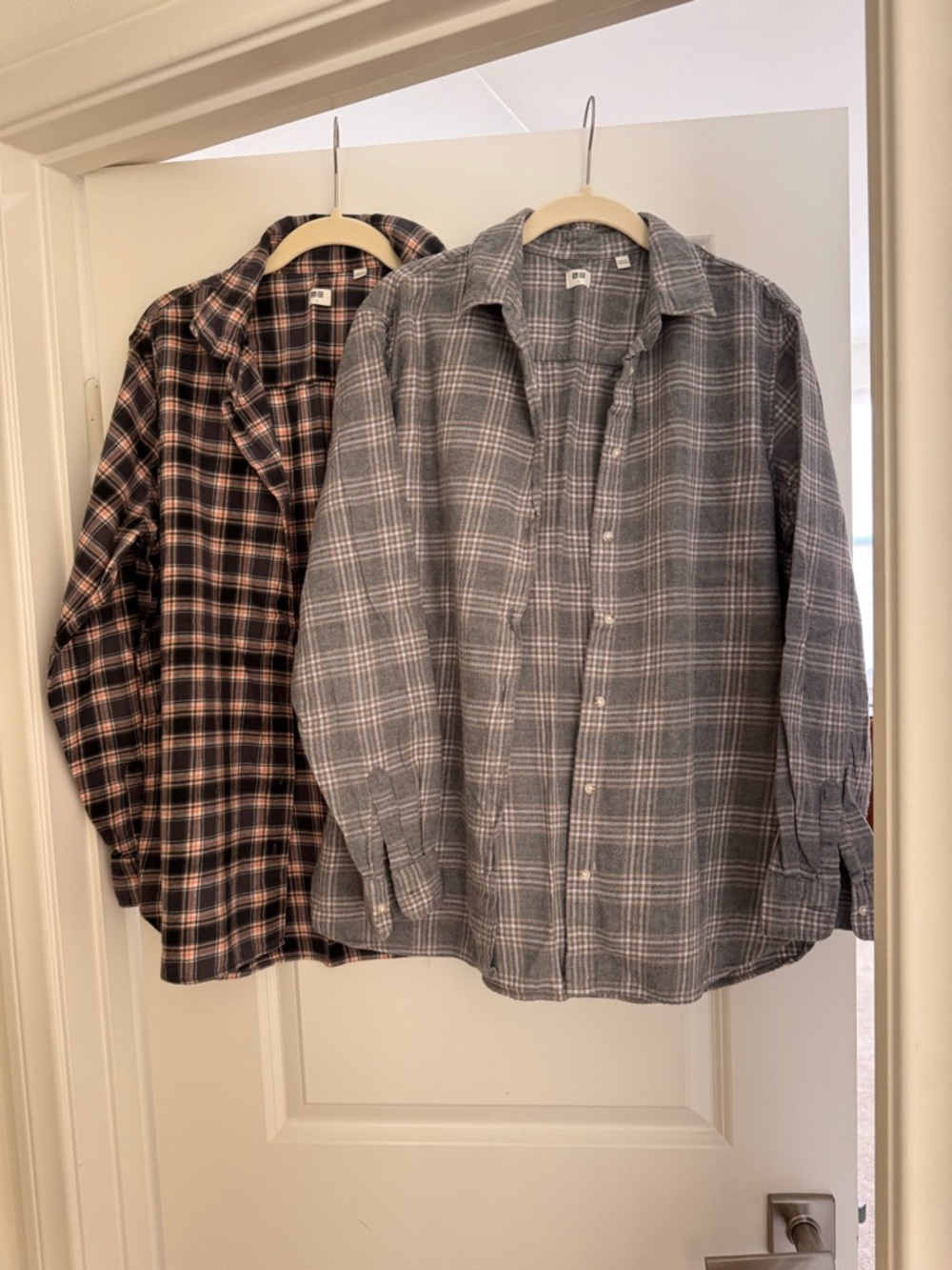 2 Uniqlo Women Fleece Flannel Shirts Size L